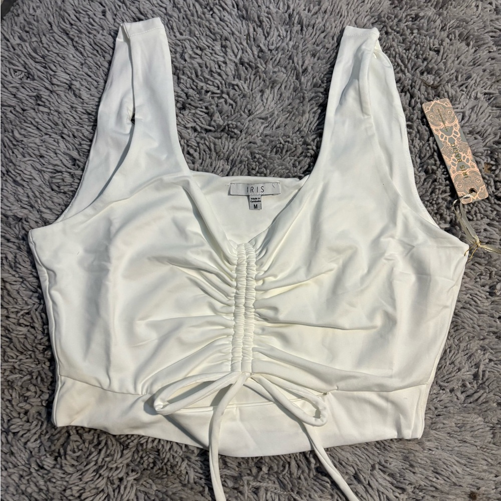 White Ruched Crop Top